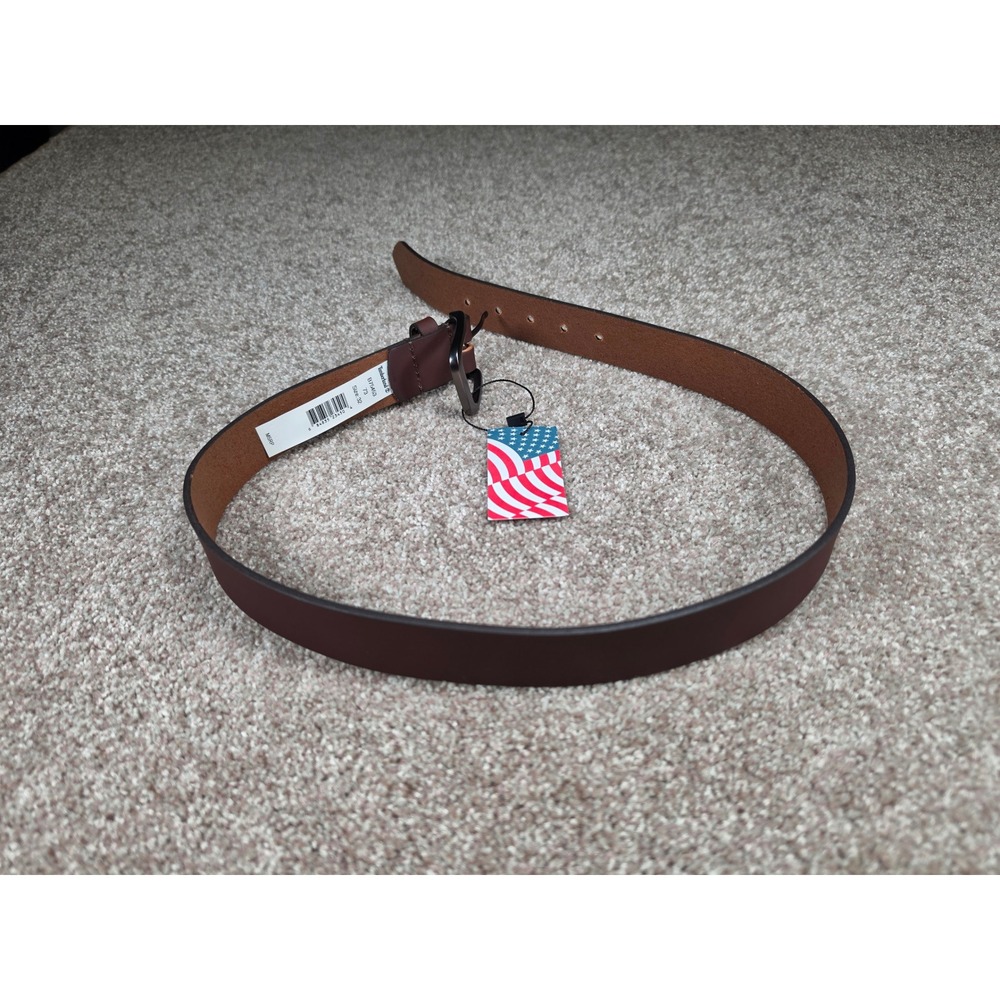 Timberland Mens Brown Leather Belt 32 Assembled in USA B75453 NWT